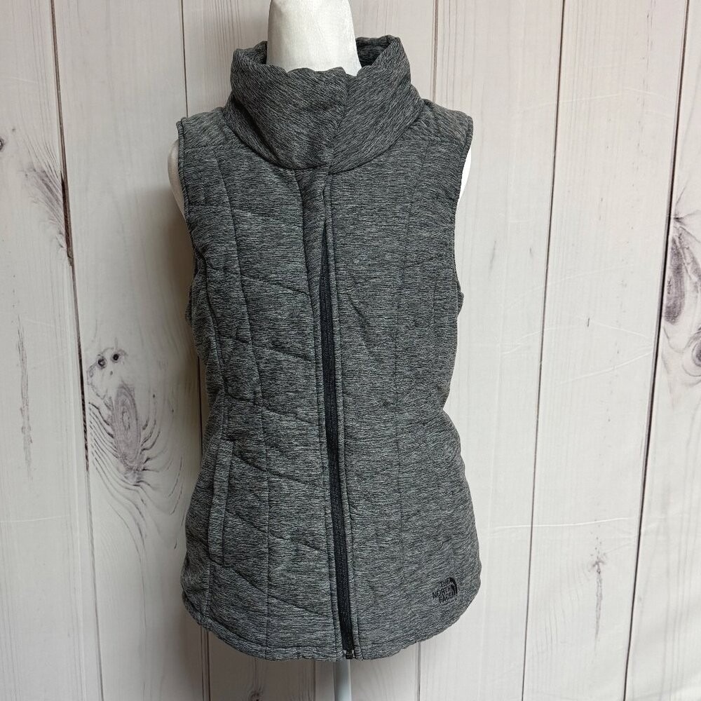 The North Face Womens Pseudio Insulated Vest M Static Charcoal Quilted EUC